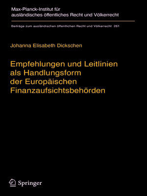 cover image of Empfehlungen und Leitlinien als Handlungsform der Europäischen Finanzaufsichtsbehörden